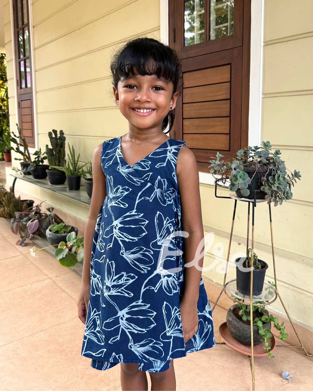 Indigo Frock, Kids Summer frock, rocks, Cotton rocks