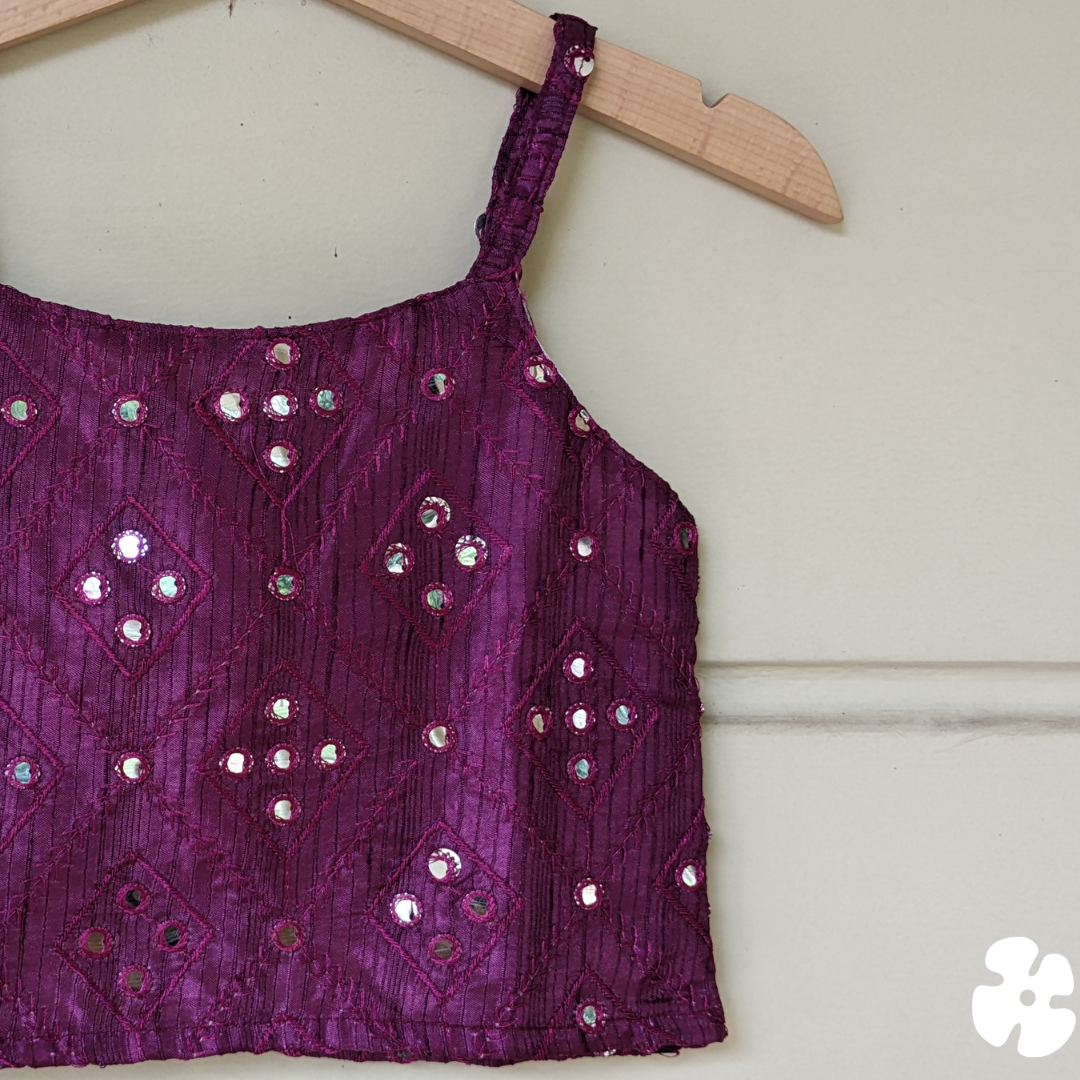 Mirror work top with skirt
