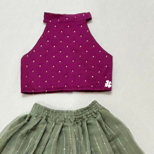 Halter neck net skirt and top