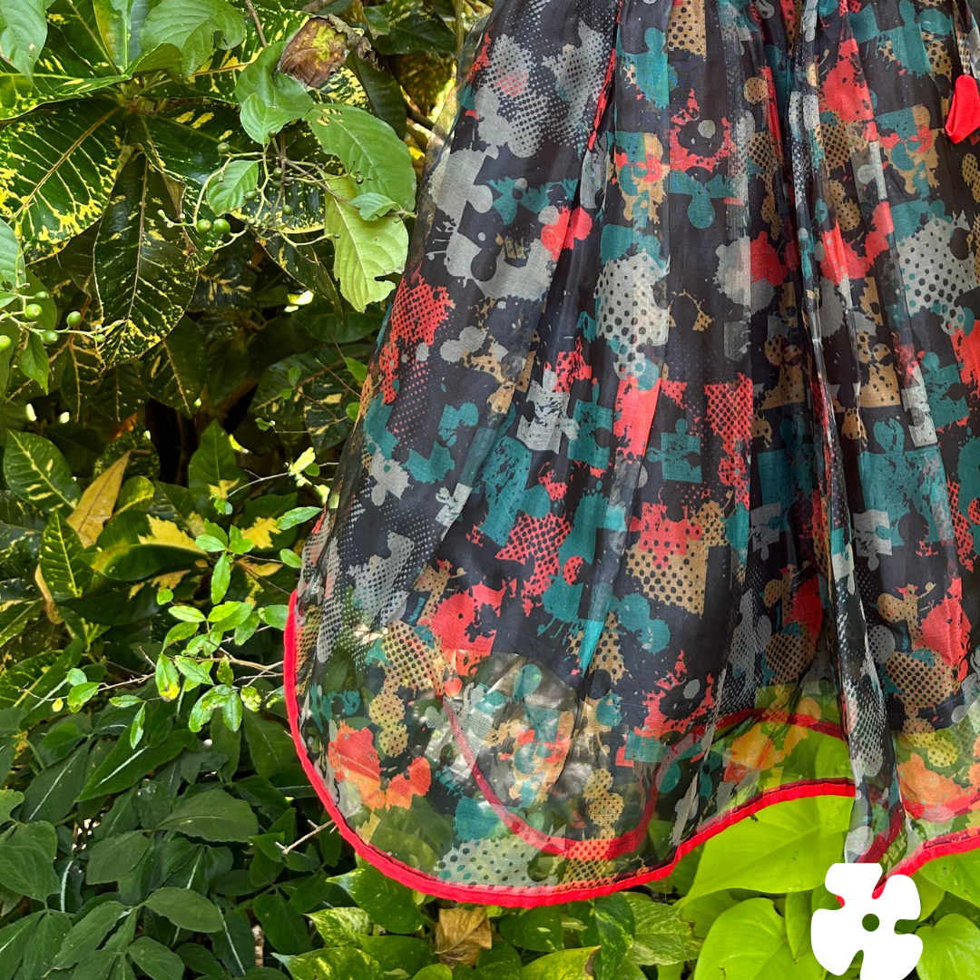 Organza skirt with red Peter Pan collar