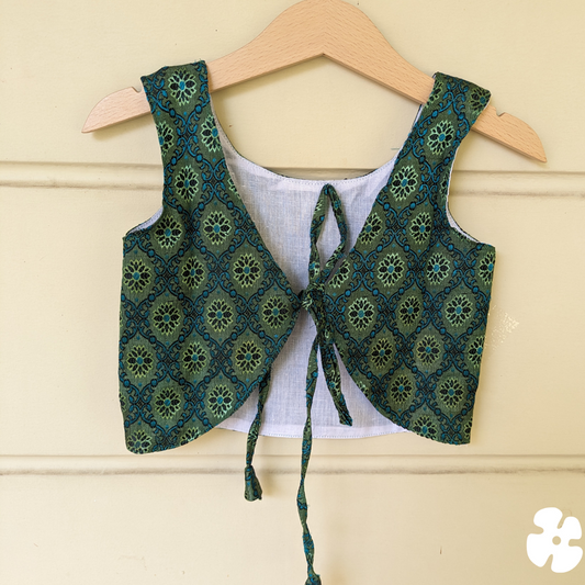 Green flower top with skirt