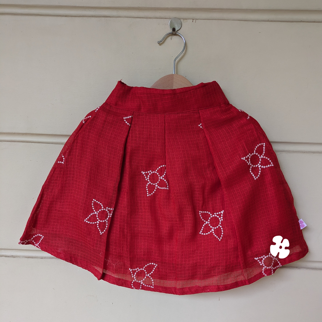 Red half skirt and top