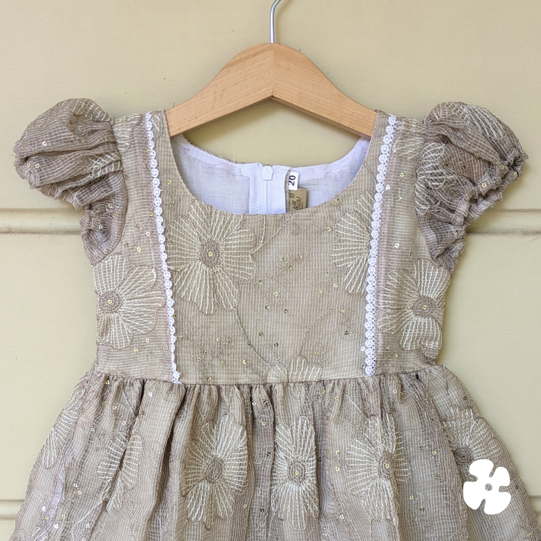 Puff sleeve fit and flare frock