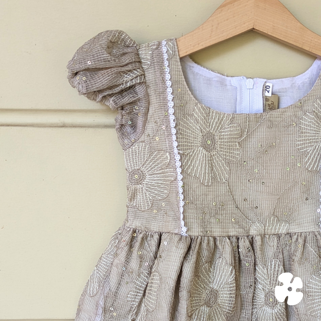 Puff sleeve fit and flare frock