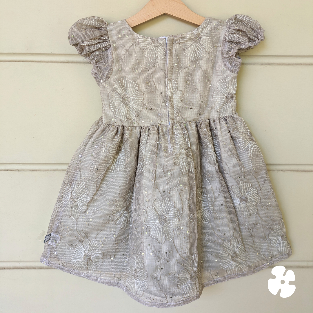 Puff sleeve fit and flare frock