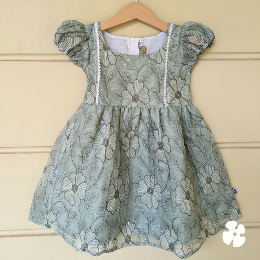 Puff sleeve fit and flare frock