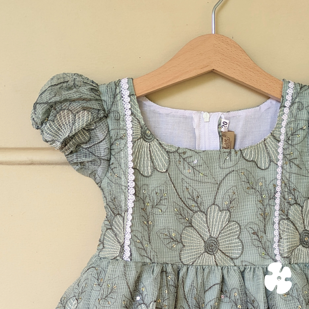 Puff sleeve fit and flare frock