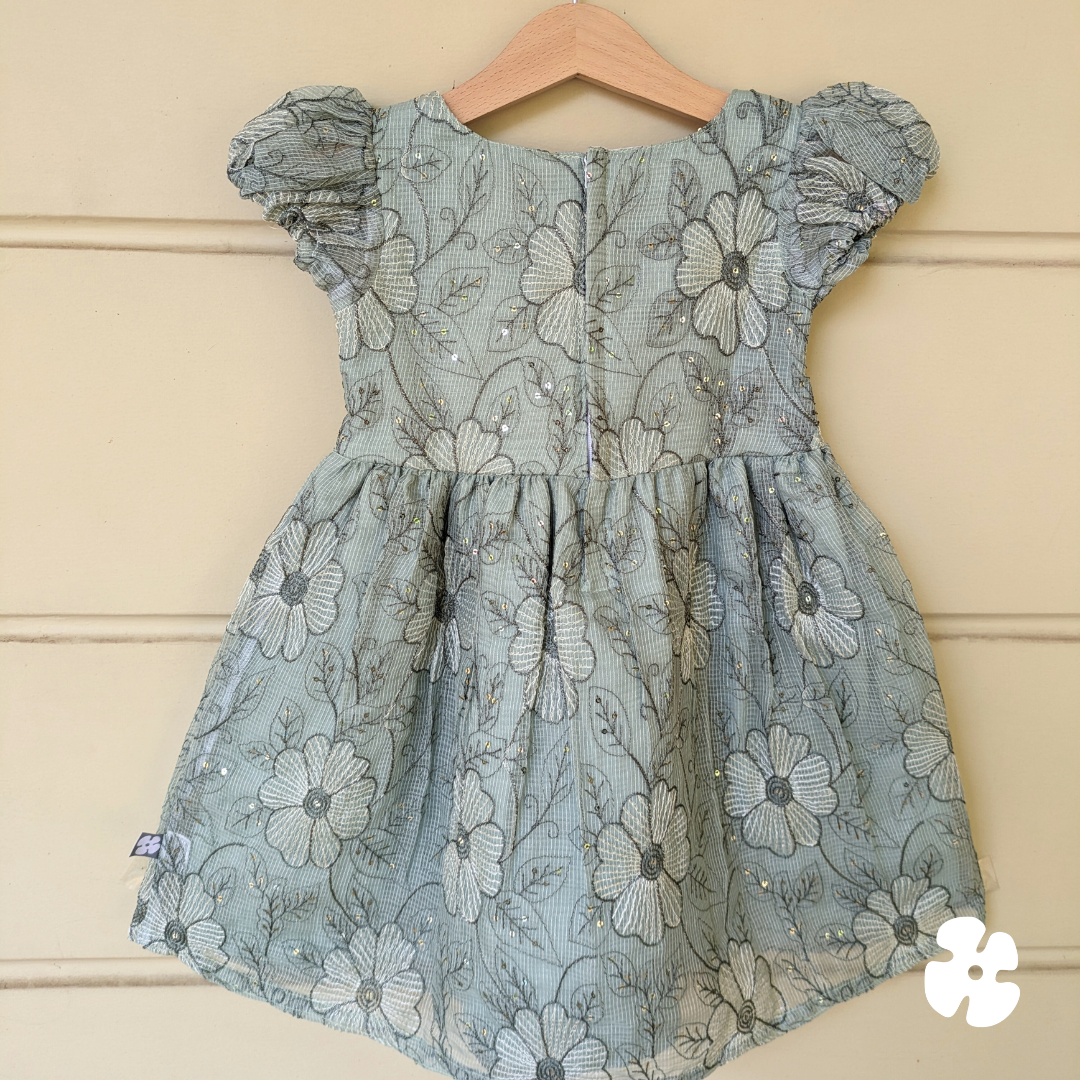 Puff sleeve fit and flare frock