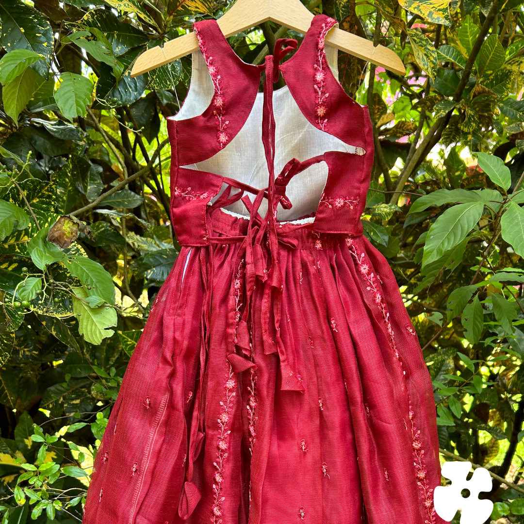 Back open skirt and top with embroidery