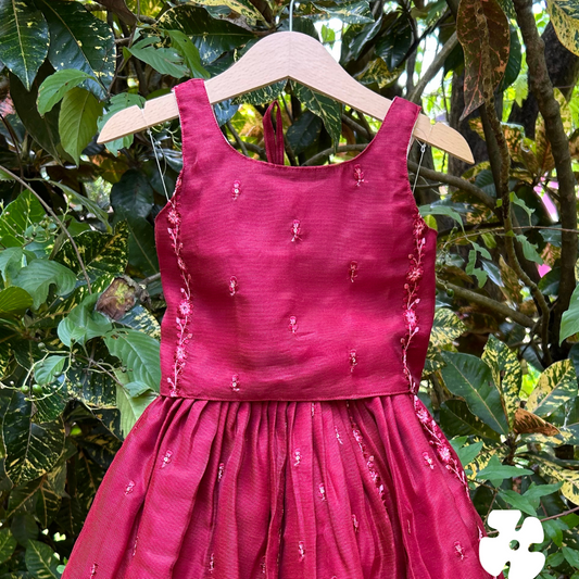 Back open skirt and top with embroidery