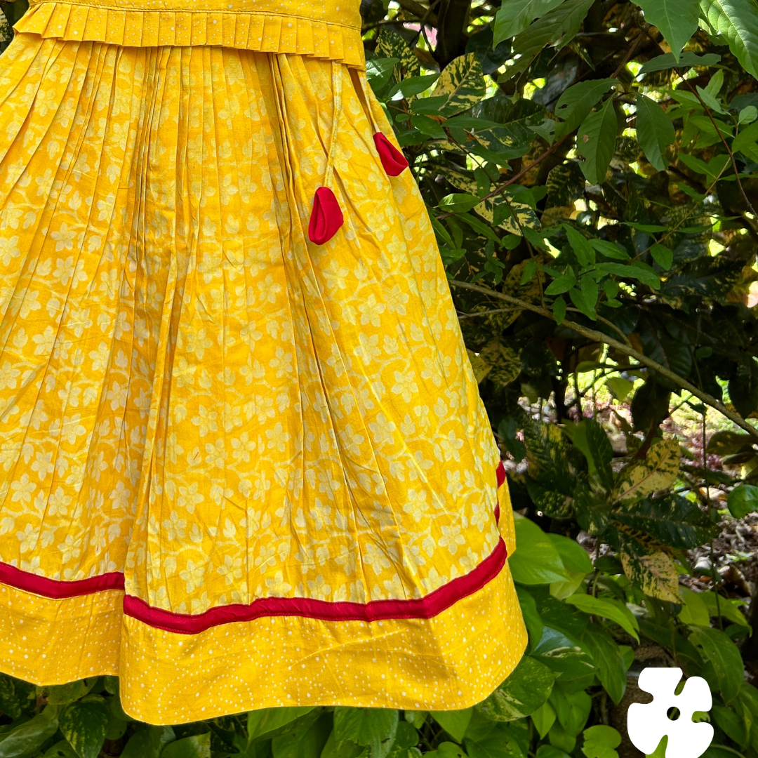 Yellow cotton simple skirt and top