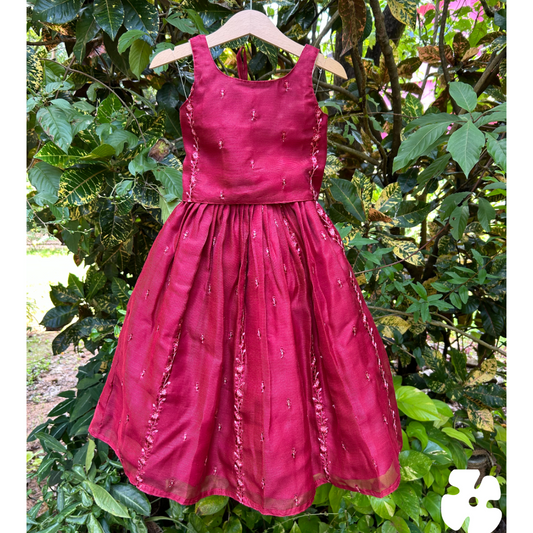 Back open skirt and top with embroidery