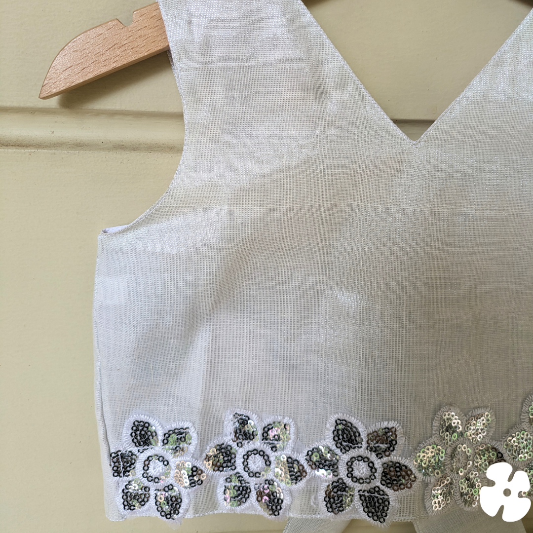 Silver flower skirt and top