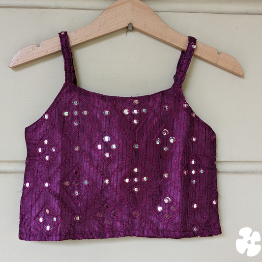 Mirror work top with skirt