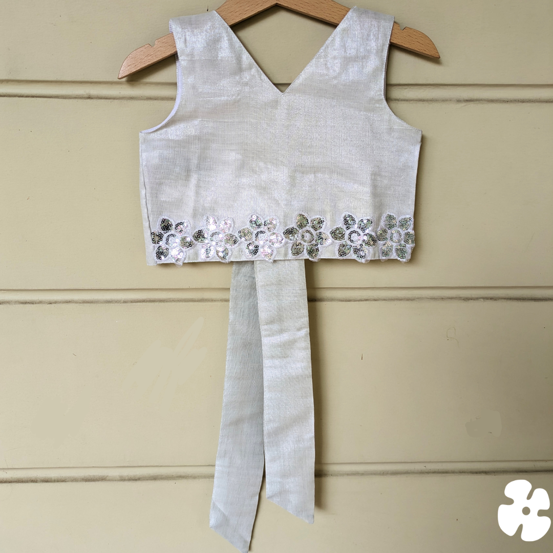 Silver flower skirt and top