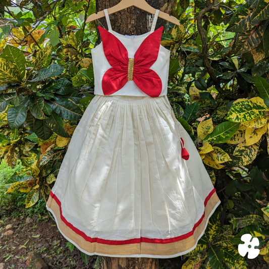 Red butterfly skirt and top