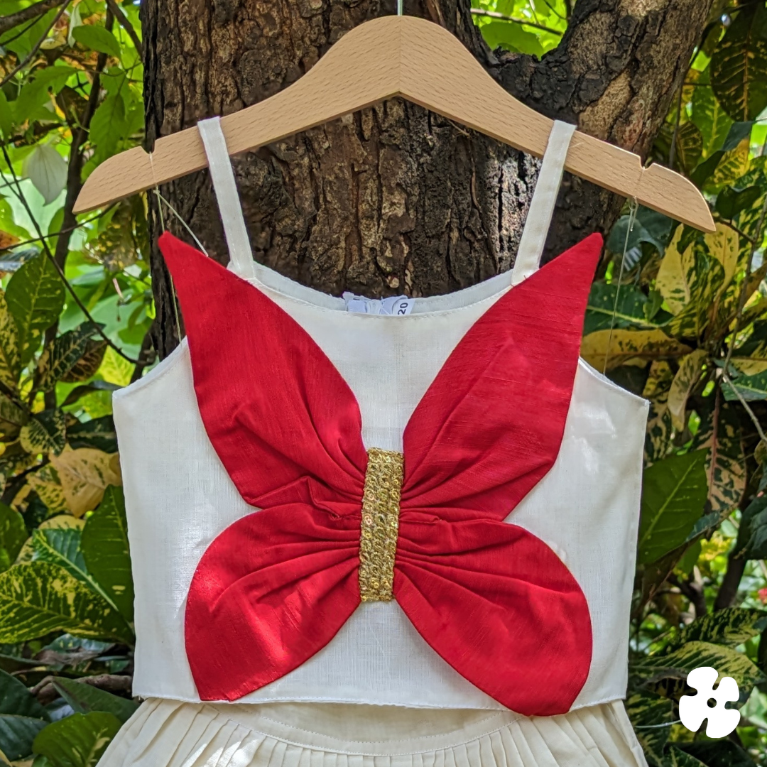 Red butterfly skirt and top