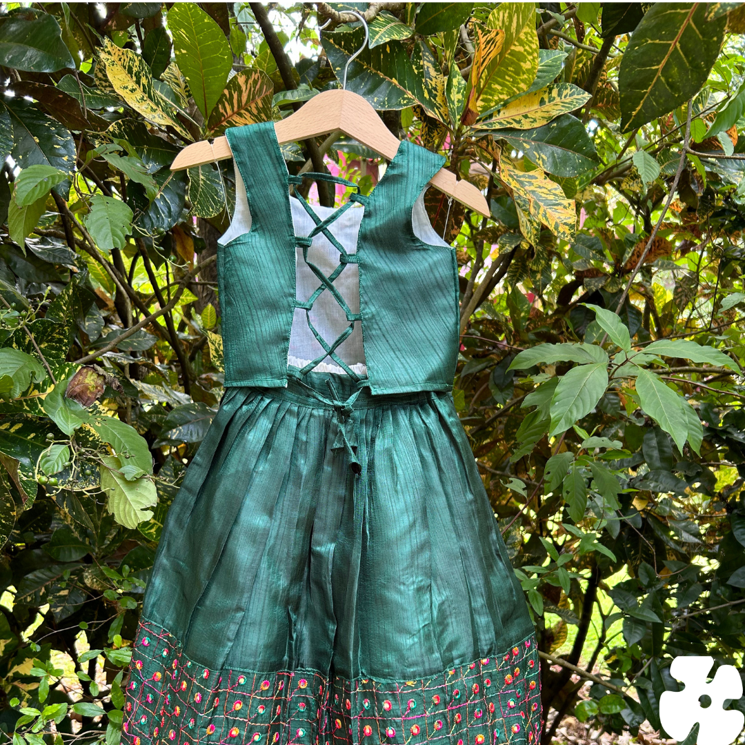 Simple skirt and top with mirror work