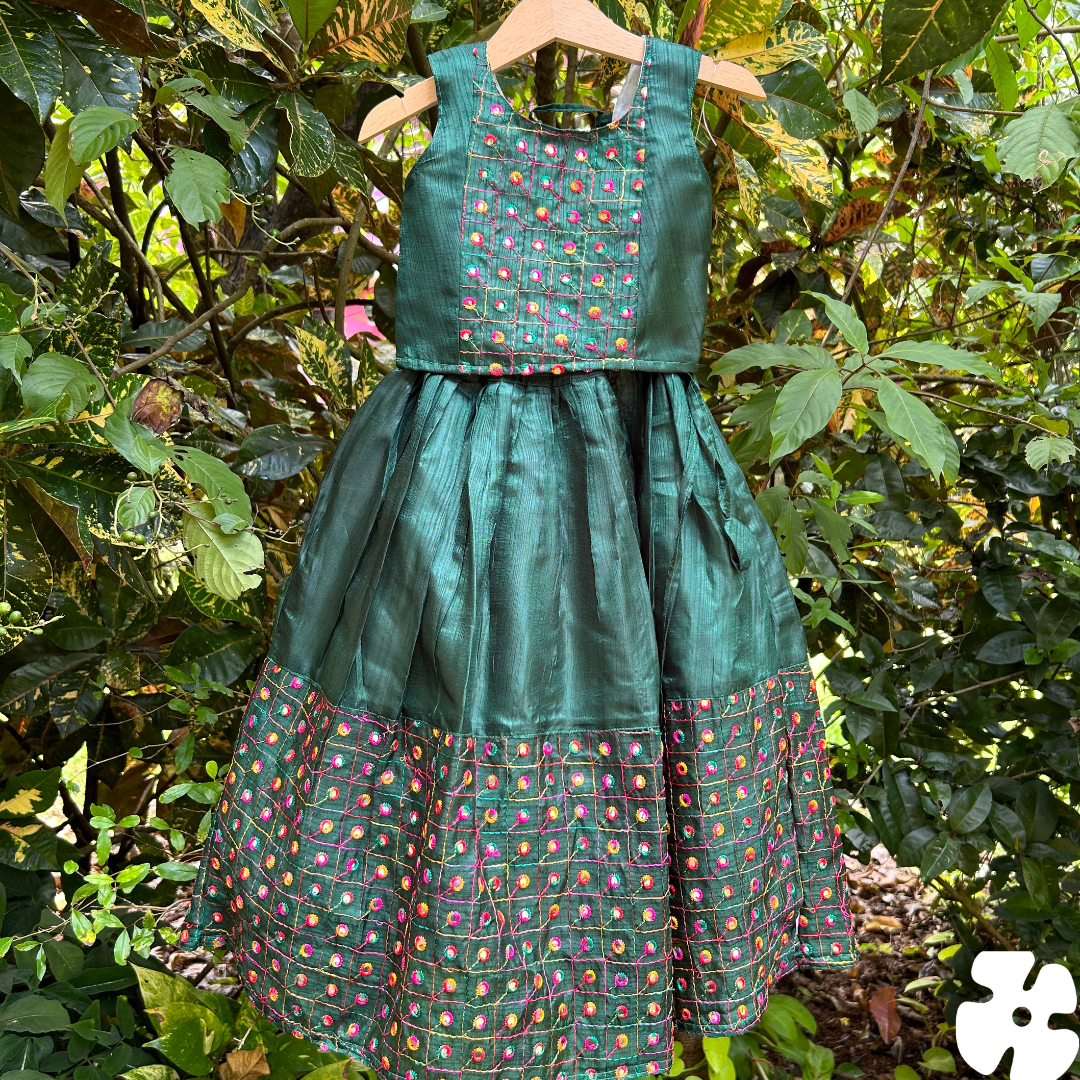 Simple skirt and top with mirror work