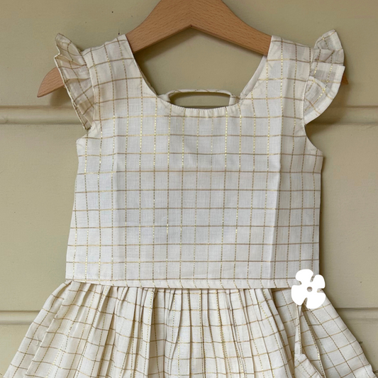 Check skirt and back tie top