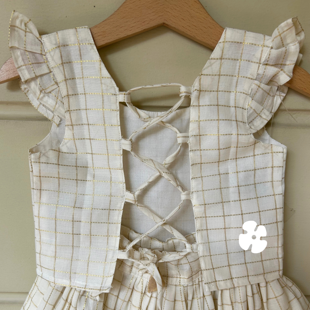 Check skirt and back tie top