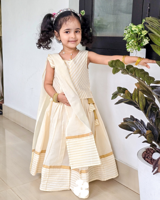 Onam skirt and top with shawl