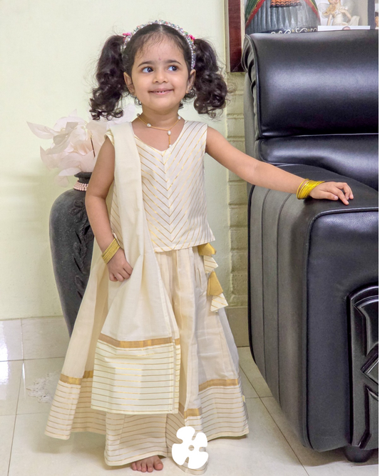 Onam skirt and top with shawl