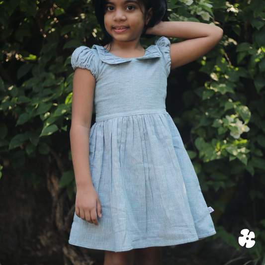 Cross tuck collar fit and flare frock