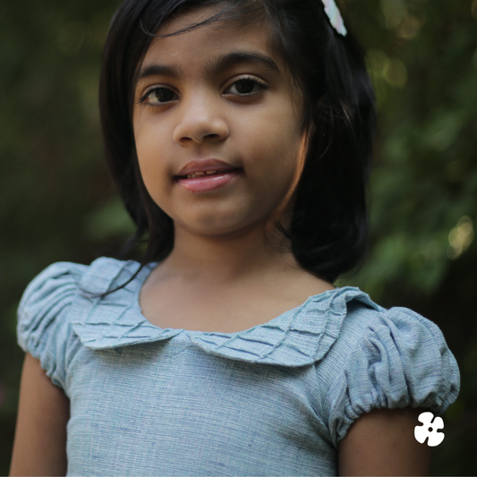 Cross tuck collar fit and flare frock