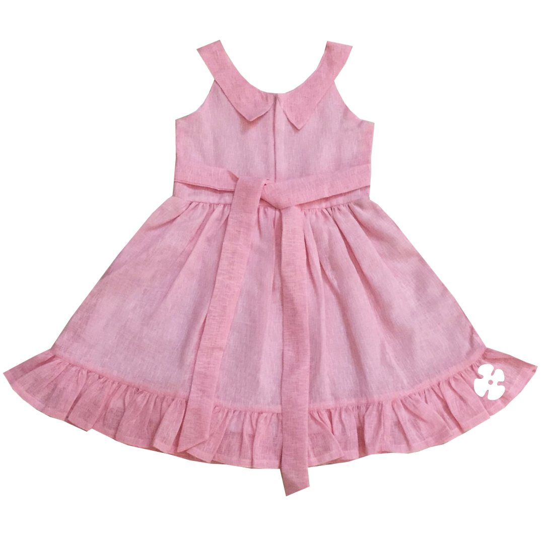 Pink floral embroidery frock