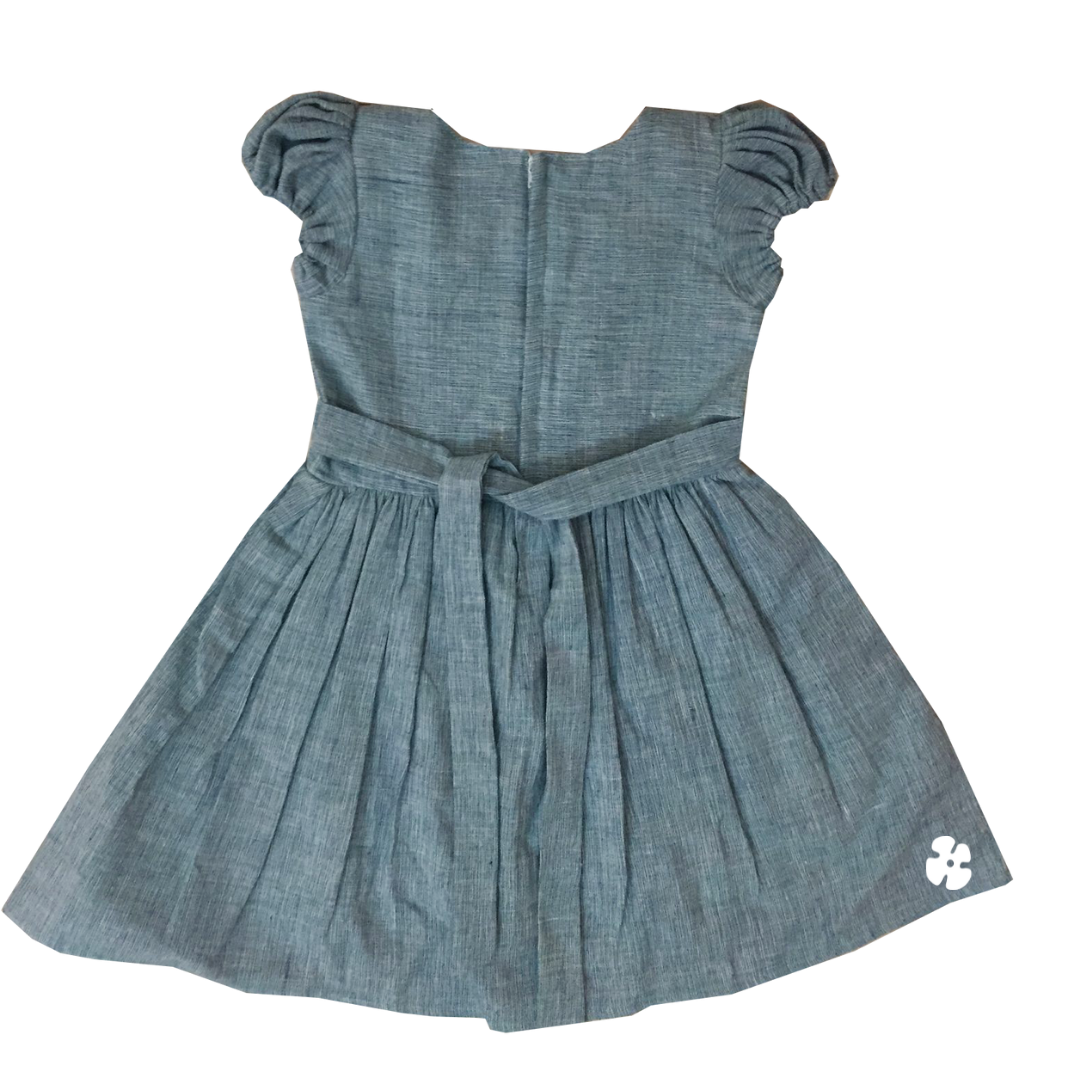Cross tuck collar fit and flare frock