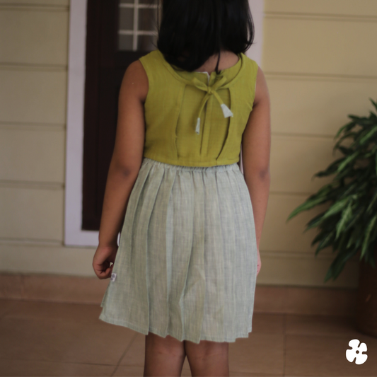 Pin tuck top with box pleat skirt