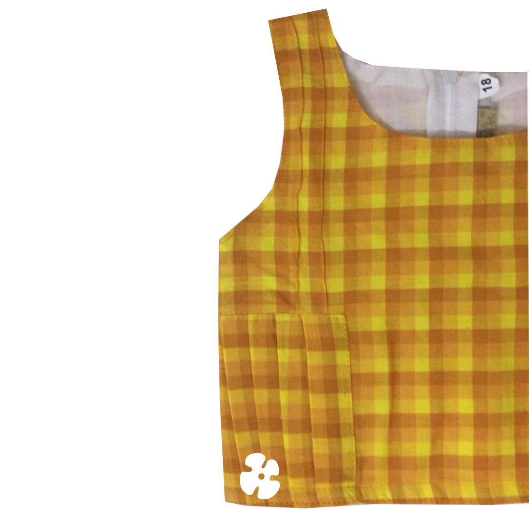 Check red skirt and top