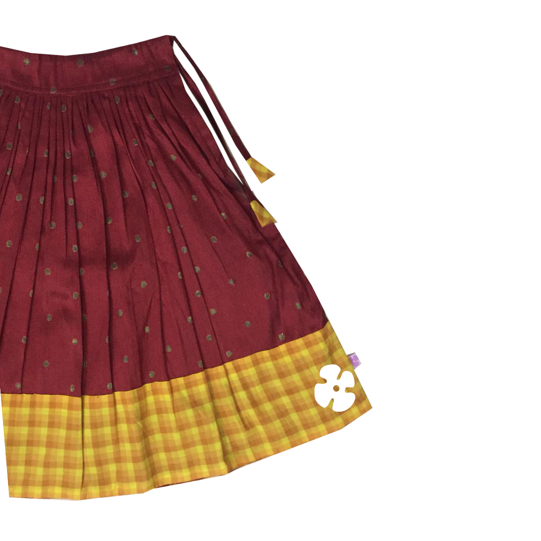 Check red skirt and top