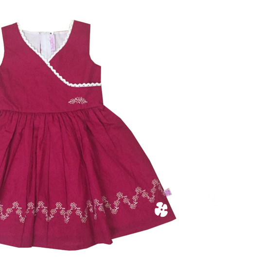 Fit and flare frock with lace detailing and embroidery