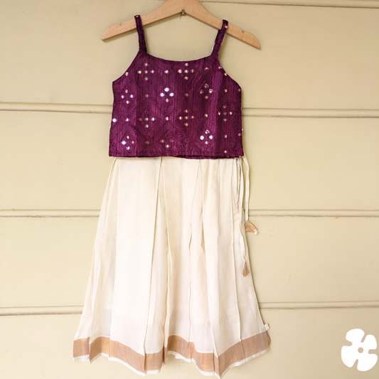 Mirror work top with skirt