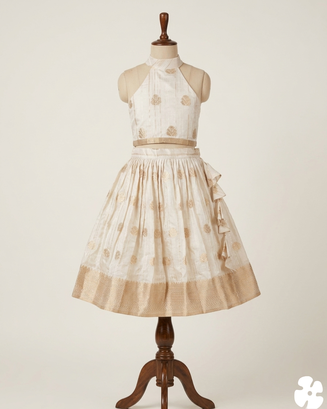 Onam skirt and top, traditional skirt and top, semi banarasi, girls frocks