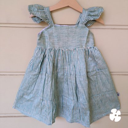 Stripe step fit and flare frock