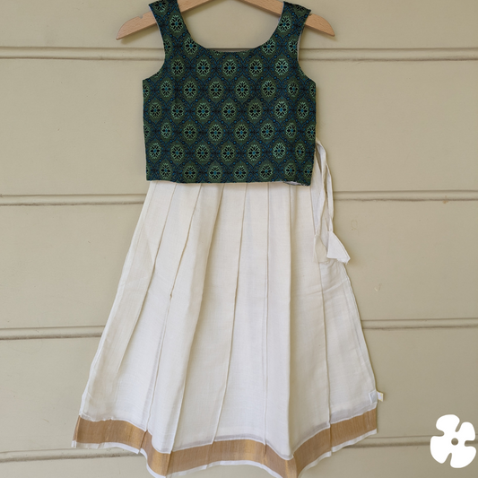 Green flower top with skirt