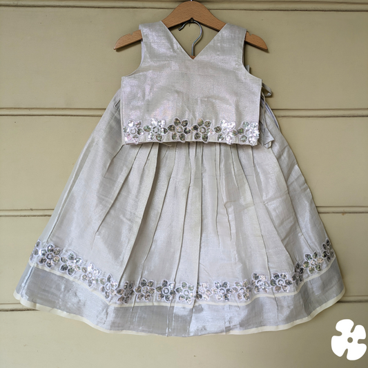 Silver flower skirt and top