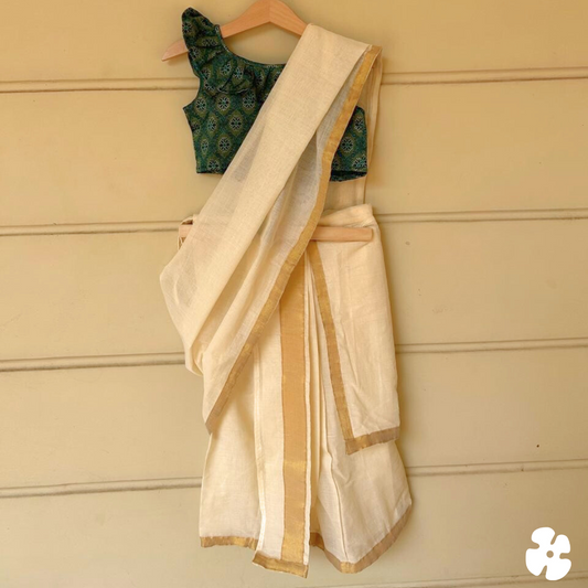 Kiddie set mundu with colour blouse