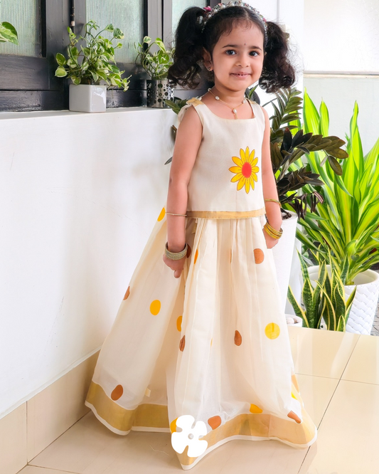 Sunflower onam special skirt and top
