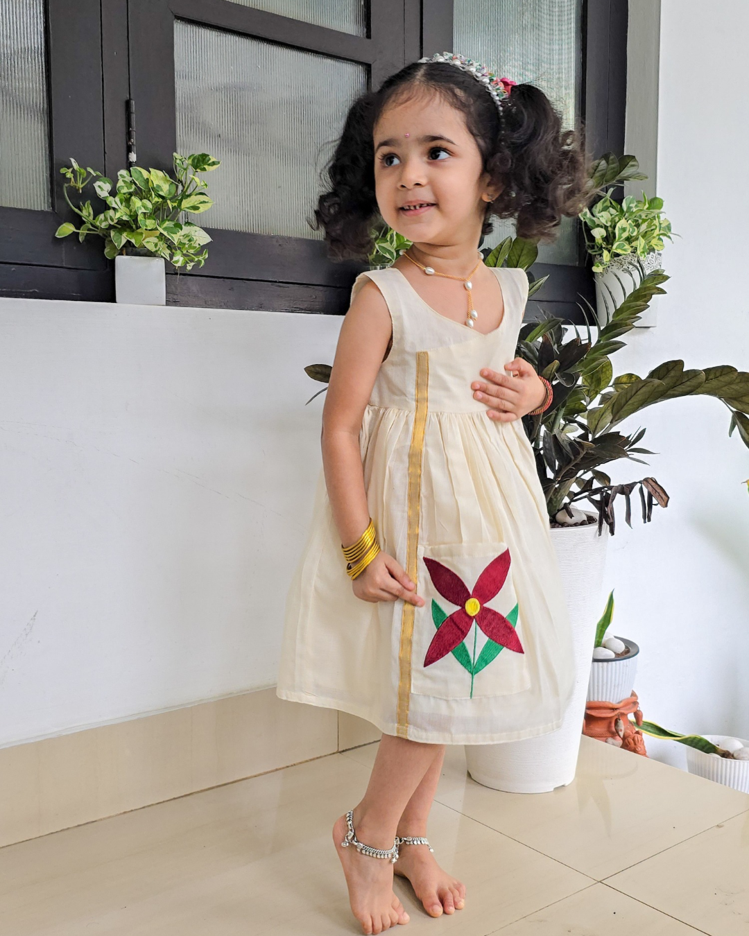 Buy Onam special pocket dress For Girls | elsaonlineshop