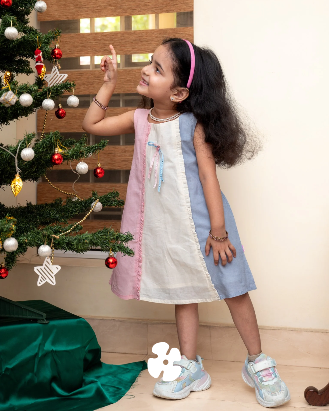 Tricolour ruffle frock