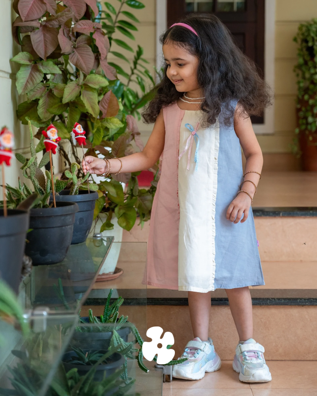 Tricolour ruffle frock