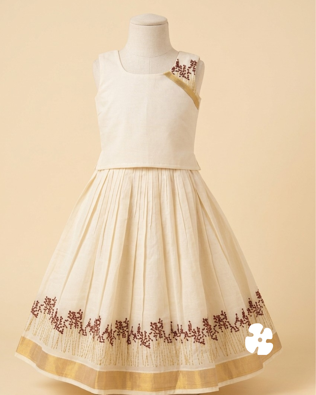 Onam skirt and Top, onam dress, kerala dress, cotton frock, embroidery skirt and top, Onam skirt