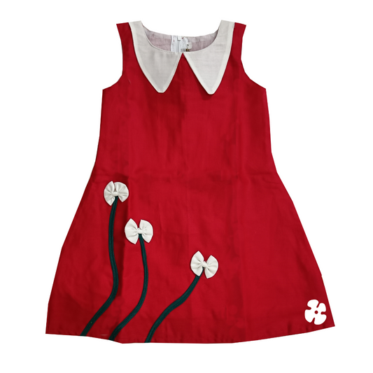 Collar frock with bow