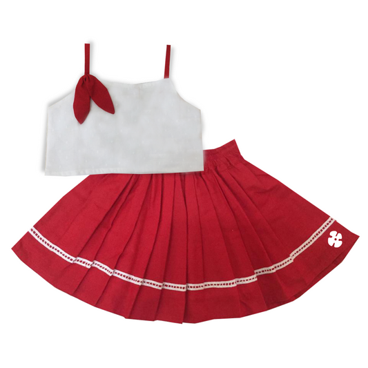 Red and white skirt and top