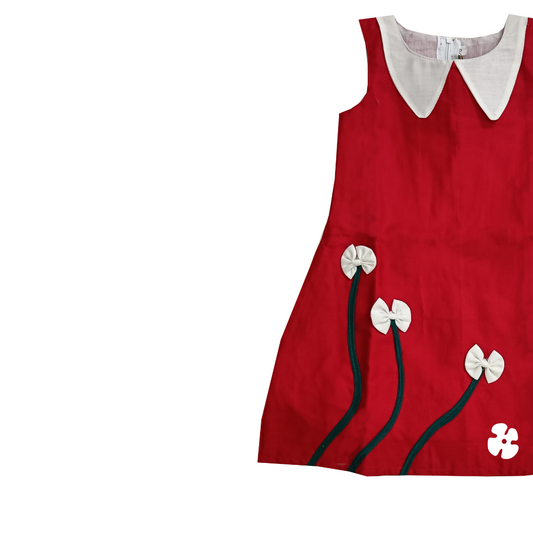 Collar frock with bow