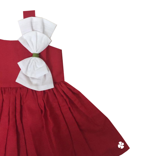 Bow red fit and flare frock